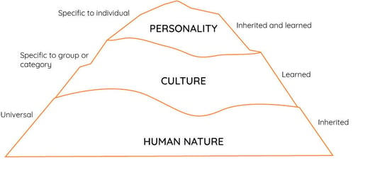 A pyramid displaying layers of Personality, Culture and Human Nature